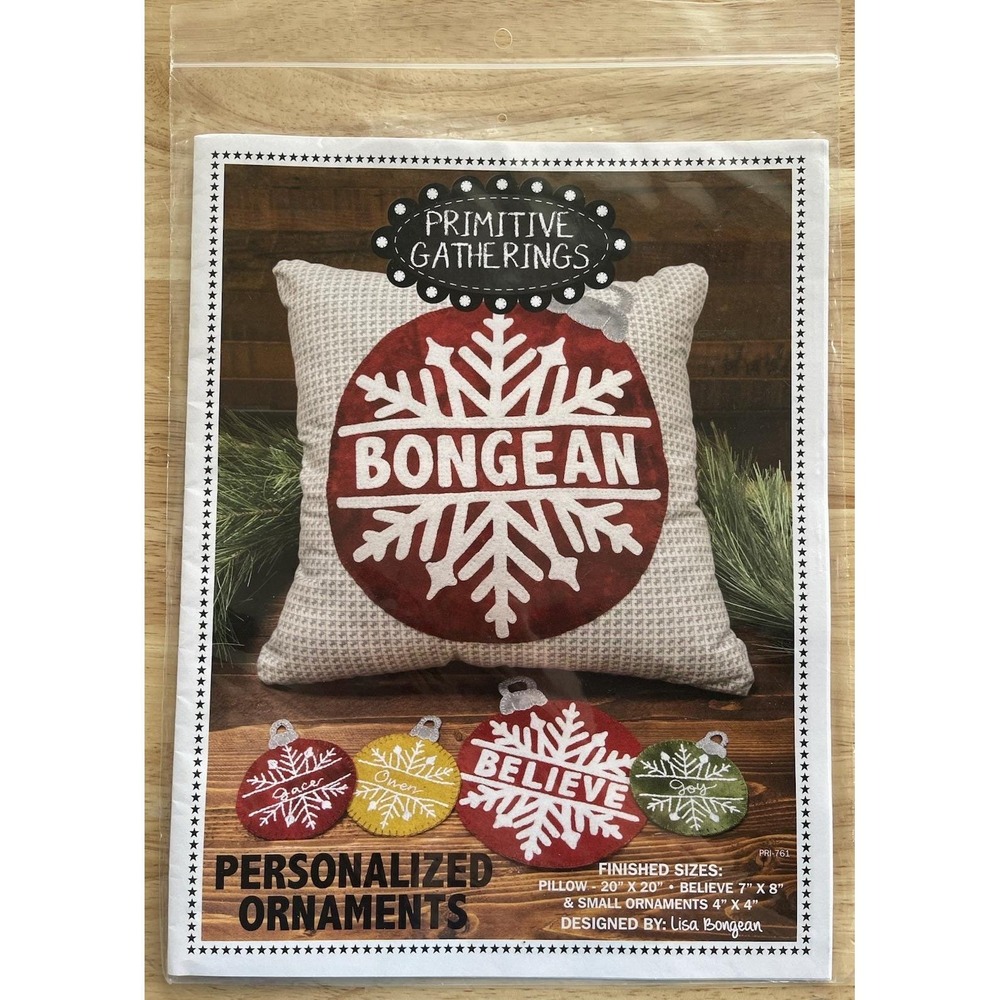 Primitive Gatherings Personalized Ornaments, Pillow & Table Mat Pattern
